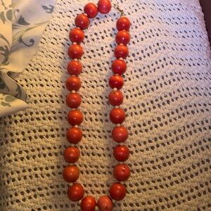 Dark Orange wooden beaded necklace.
